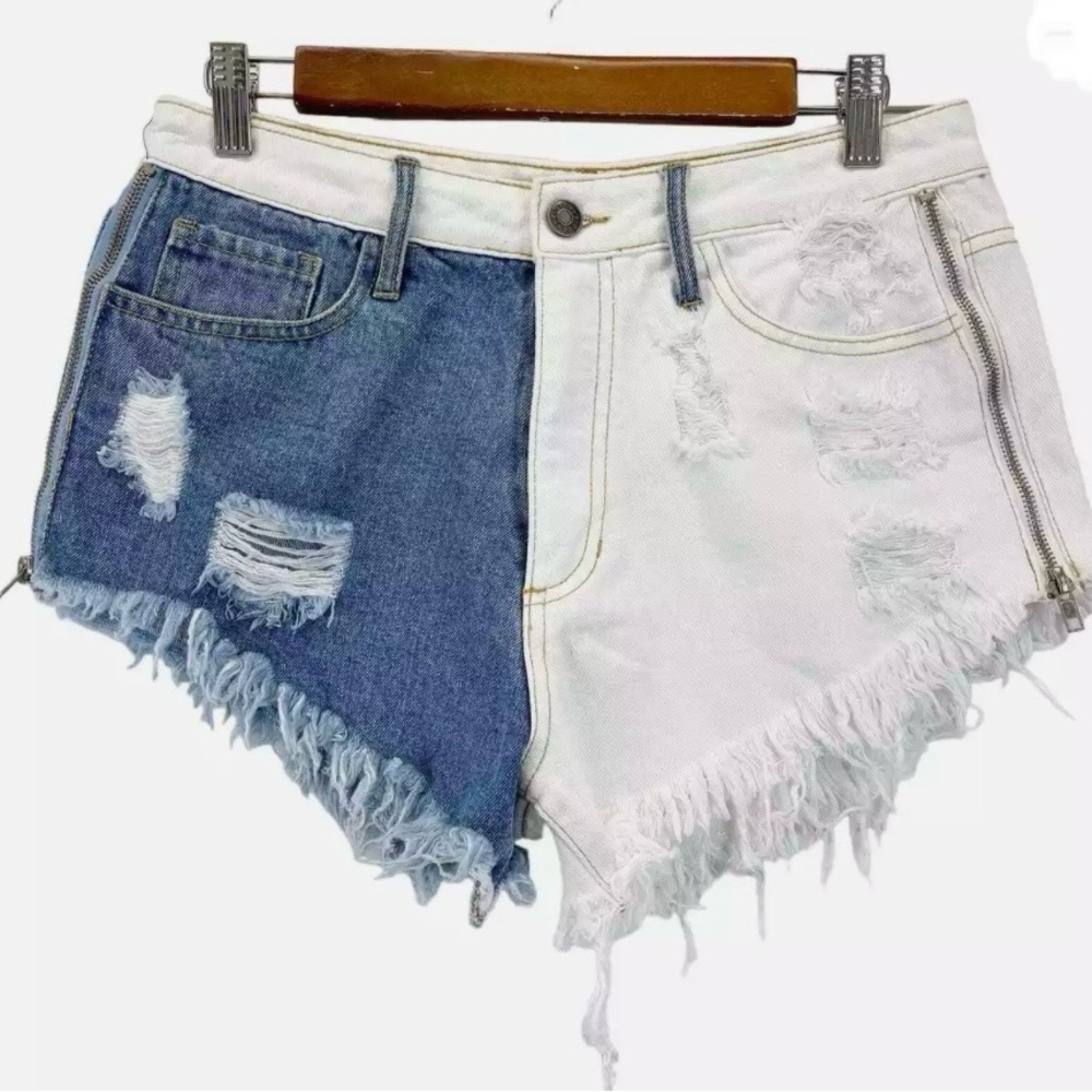 Nature Demin Two-Tone Jean Shorts